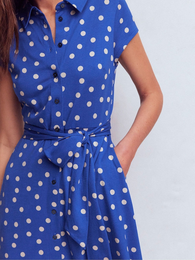 Albastru - Rochie tip cămașă Boden Marcia Jerseu - Imaginea 2 din 5