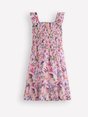 Boden Pink Shirred Embroidered Bow Dress - Image 1 of 3