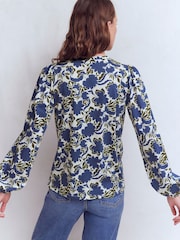 Boden Blue Mya Smocked Jersey Shirt - Image 3 of 5