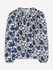 Boden Blue Mya Smocked Jersey Shirt - Image 5 of 5