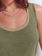 Boden Green Metallic Trim Scoop Neck Vest - Image 2 of 6