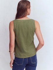 Boden Green Metallic Trim Scoop Neck Vest - Image 3 of 6