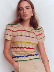 Boden Blue Monica Pointelle T-Shirt - Image 1 of 7