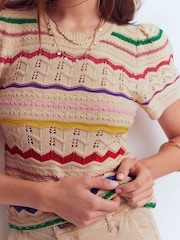 Boden Blue Monica Pointelle T-Shirt - Image 2 of 7