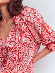Boden Red Serena Linen Top - Image 2 of 6