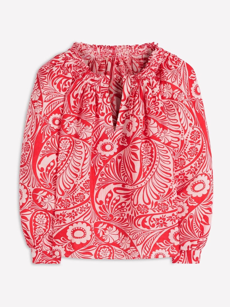 Boden Red Serena Linen Top - Image 6 of 6 Boden Red Serena Linen Top - Image 6 of 6