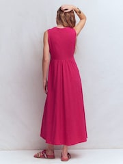 Boden Red Notch Neck Jersey Maxi Dress - Image 3 of 5