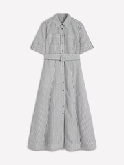 Boden Cream/Grey Ora Linen Blend Shirt Dress - Image 7 of 7