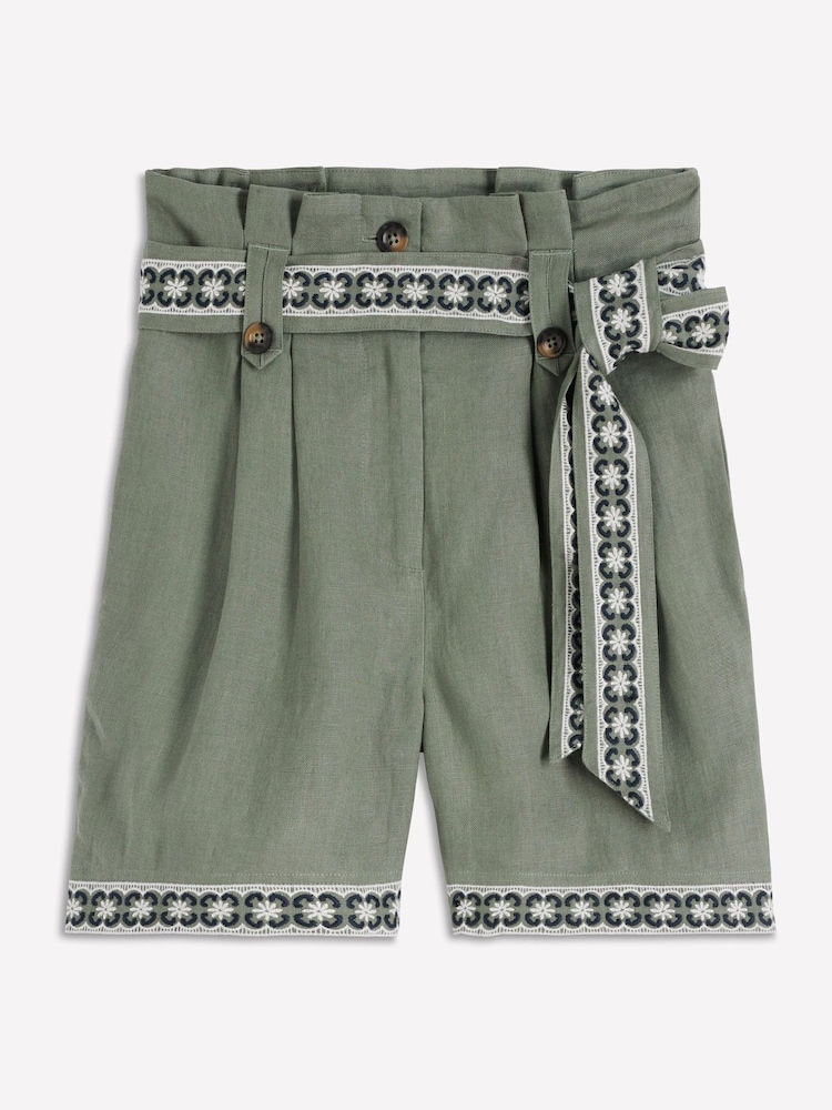 Boden Green Paperbag Linen Belted Shorts - Image 6 of 6 Boden Green Paperbag Linen Belted Shorts - Image 6 of 6