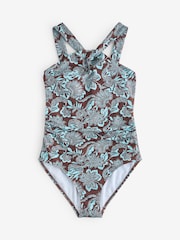Boden Brown Pleated Strap Cross Swimsuit - Image 1 of 1