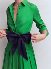 Boden Green Maxi Pleated Bow Dress - Image 3 of 6