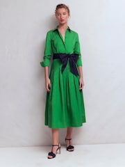 Boden Green Maxi Pleated Bow Dress - Image 5 of 6