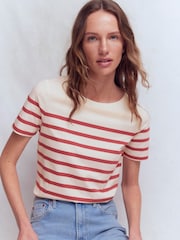 Boden Red Olivia Short Sleeve Breton T-Shirt - Image 1 of 6