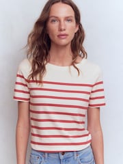 Boden Red Olivia Short Sleeve Breton T-Shirt - Image 5 of 6