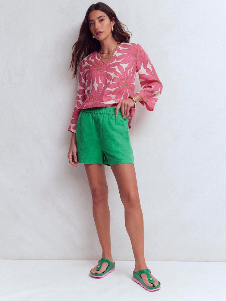 Boden Green Pull-on Double Cloth Shorts - Image 1 of 5 Boden Green Pull-on Double Cloth Shorts - Image 1 of 5
