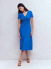 Boden Blue Una Ruched Front Ponte Dress - Image 2 of 8