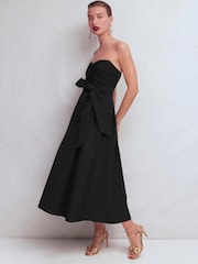 Boden Black Strapless Taffeta Dress - Image 1 of 6
