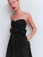 Boden Black Strapless Taffeta Dress - Image 2 of 6