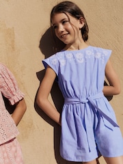 Boden Blue Tie Waist Woven Playsuit - Image 1 of 4