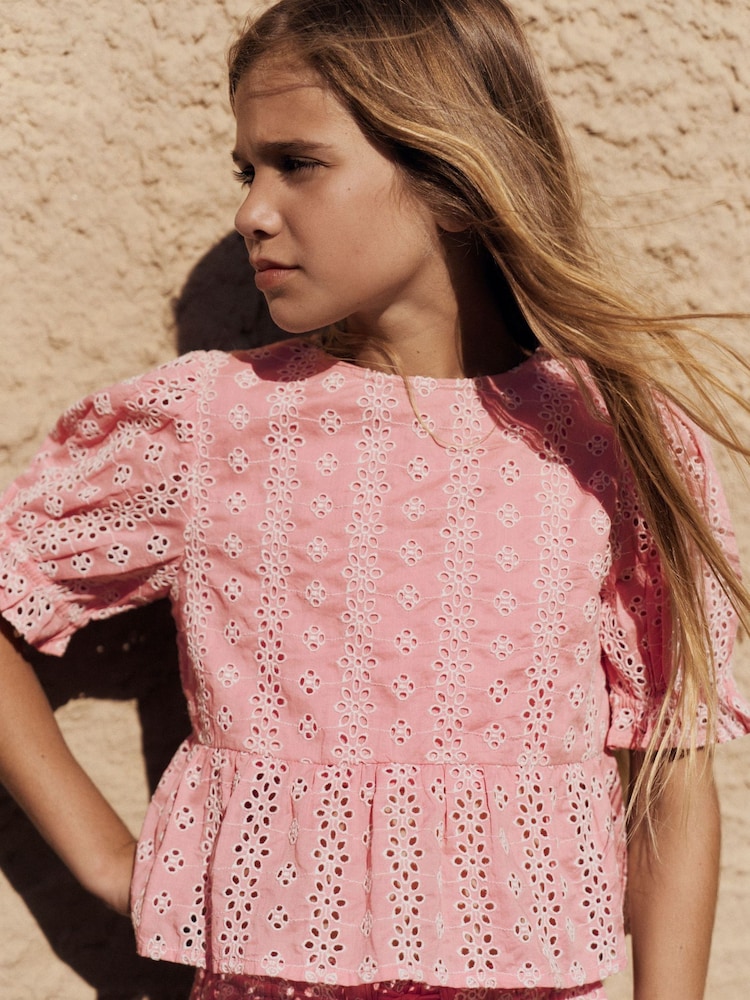 Boden Pink Peplum Woven Blouse - Image 1 of 4