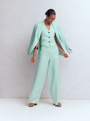 Boden Blue V-Neck Linen Waistcoat - Image 4 of 7