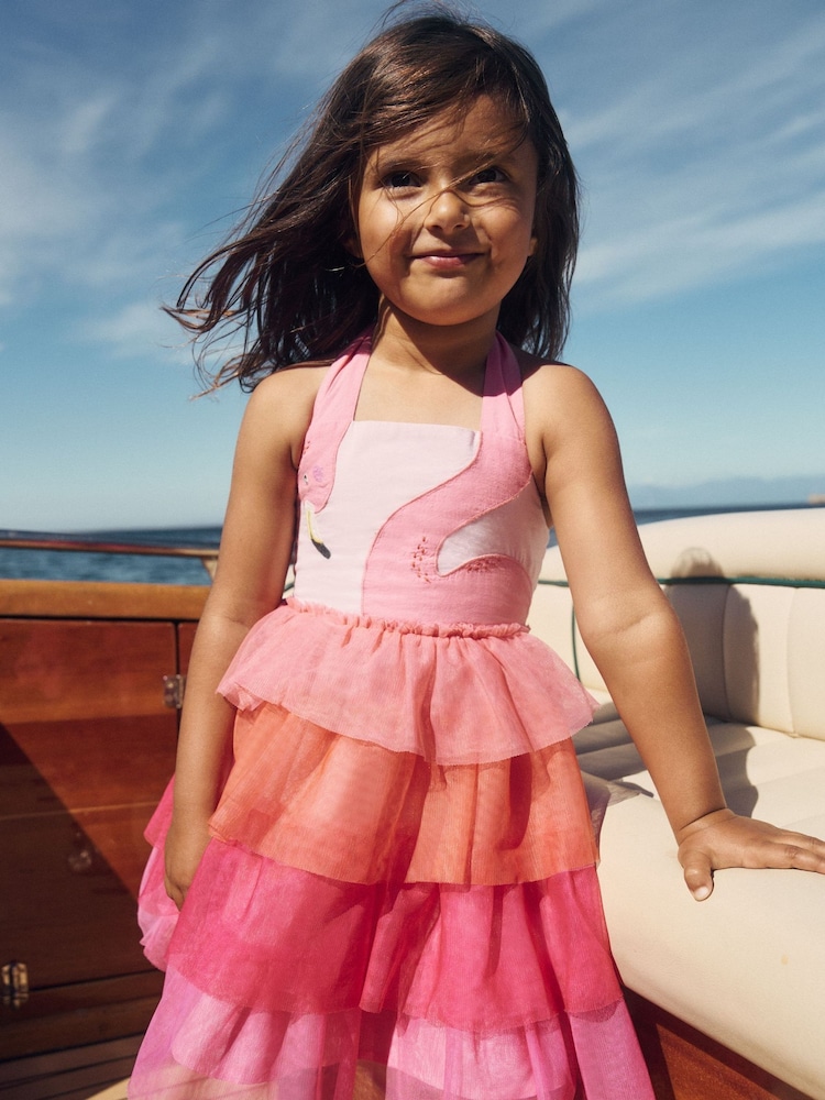 Boden Pink Tulle Mix Logo Dress - Image 1 of 4