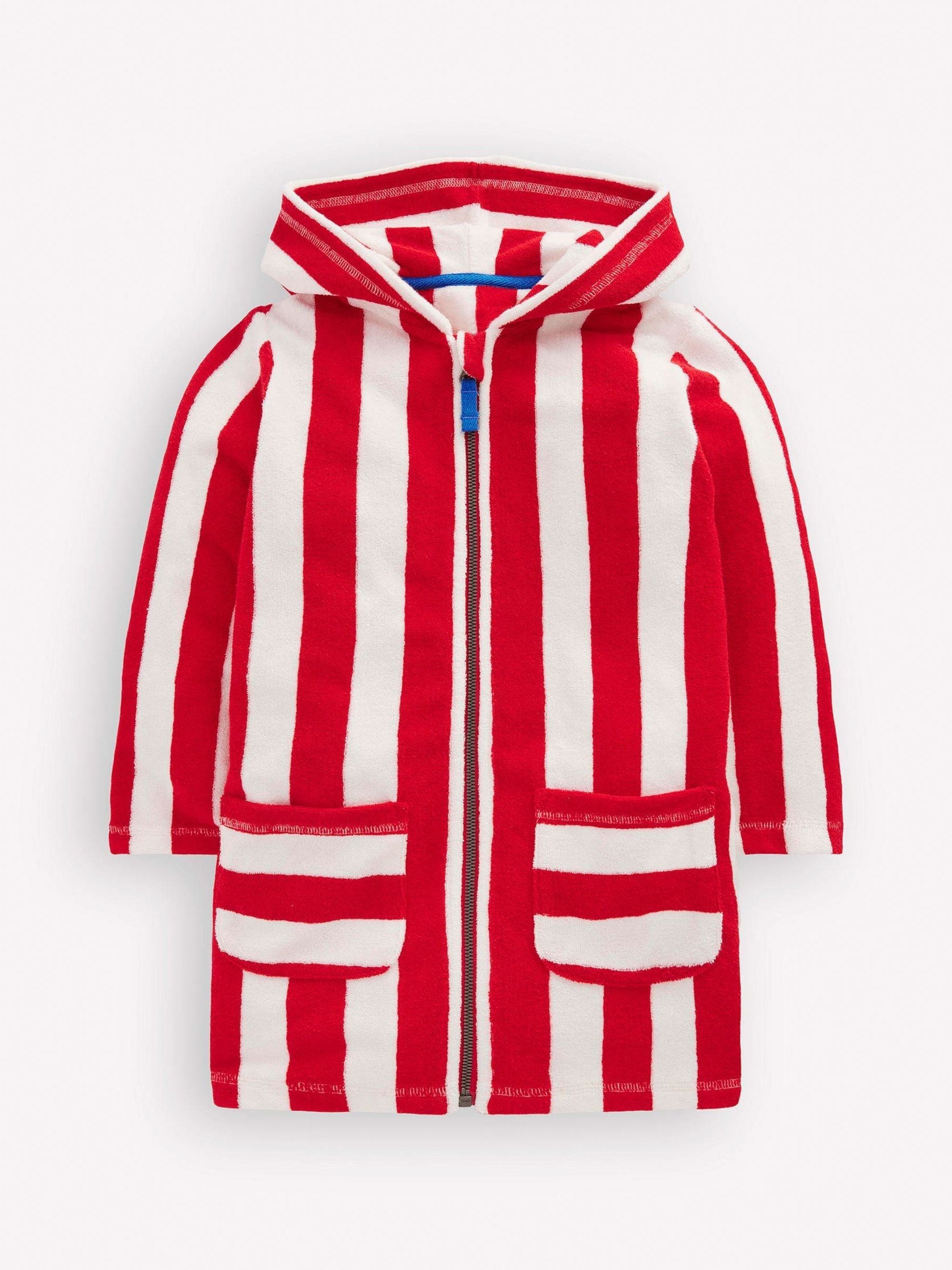 Boden Red Towelling Zip-up Throw-on Cover-Up