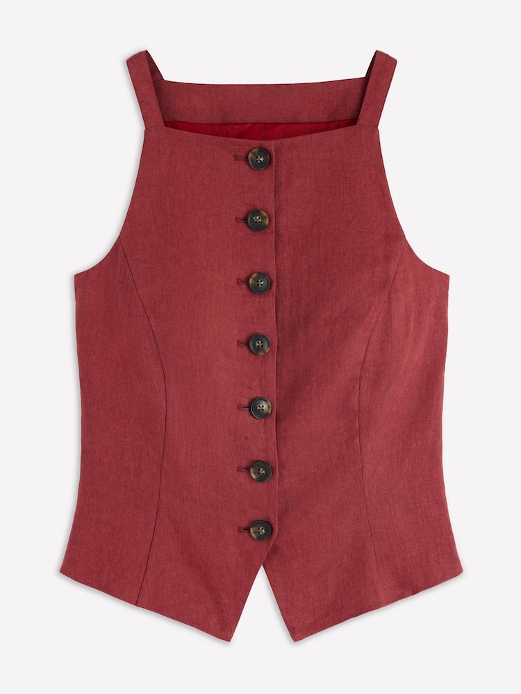 Boden Red Square Neck Strap Waistcoat - Image 1 of 1