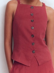 Boden Red Square Neck Strap Waistcoat - Image 2 of 7