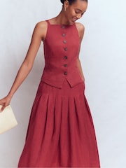 Boden Red Square Neck Strap Waistcoat - Image 5 of 7