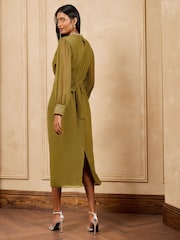 Love & Roses X V&A Lime Green Embellished Column Midi Dress - Image 4 of 7