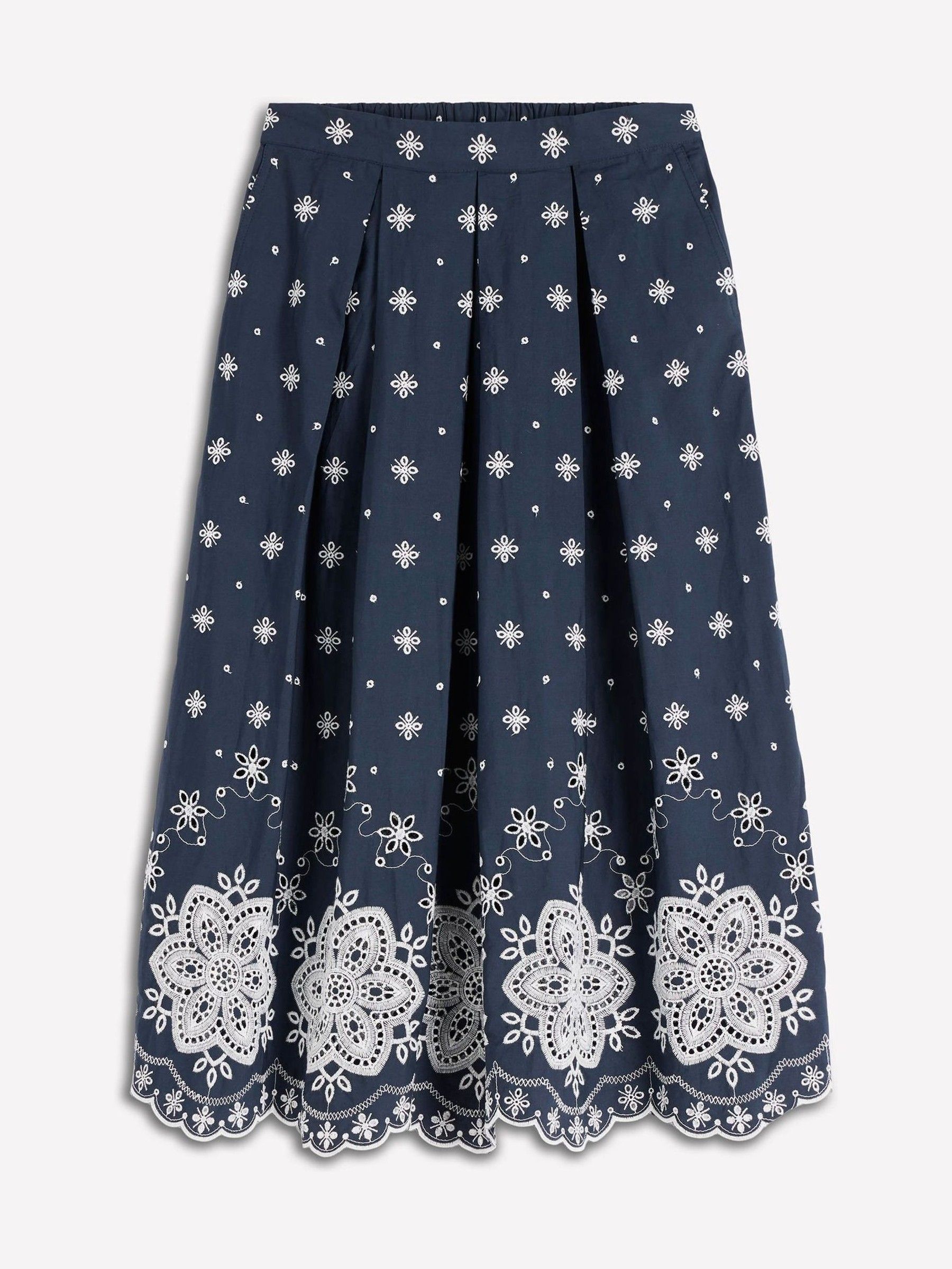 Buy Boden Blue Verity Broderie Poplin Skirt from Next USA