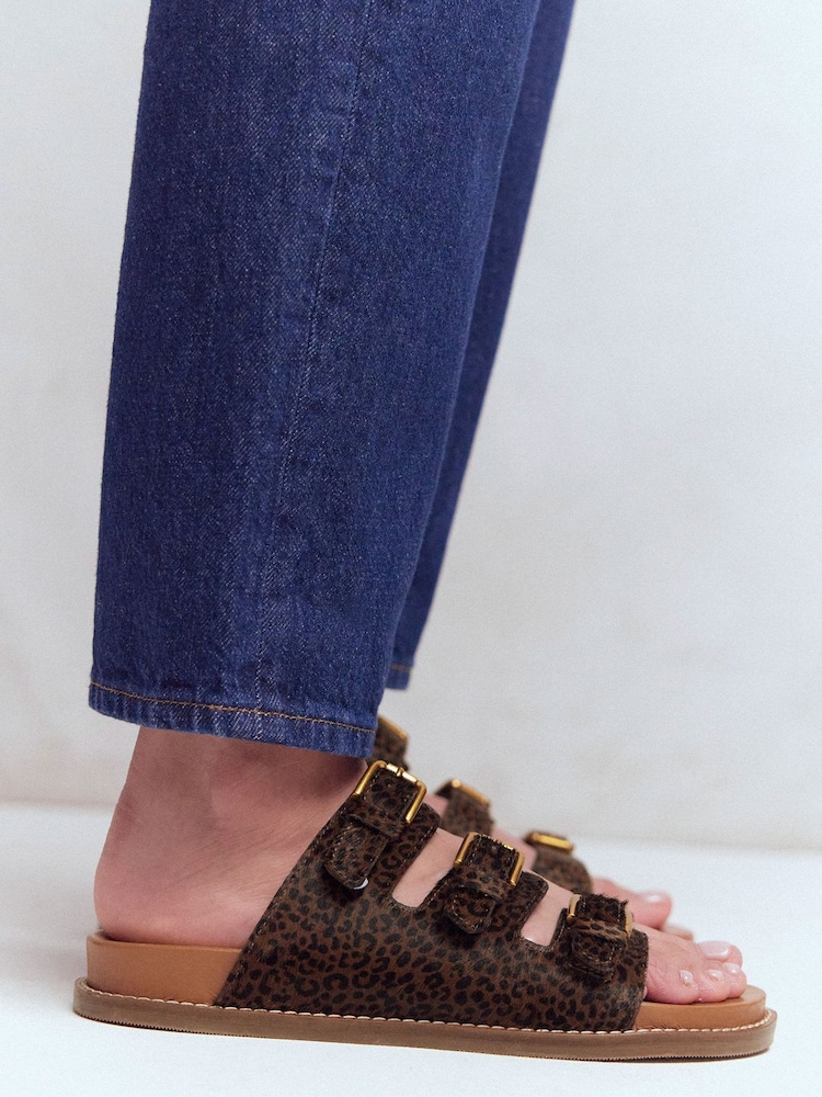 Boden Brown Triple Strap Footbed Sandals - Image 2 of 7