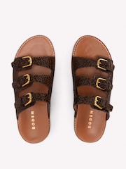 Boden Brown Triple Strap Footbed Sandals - Image 6 of 7