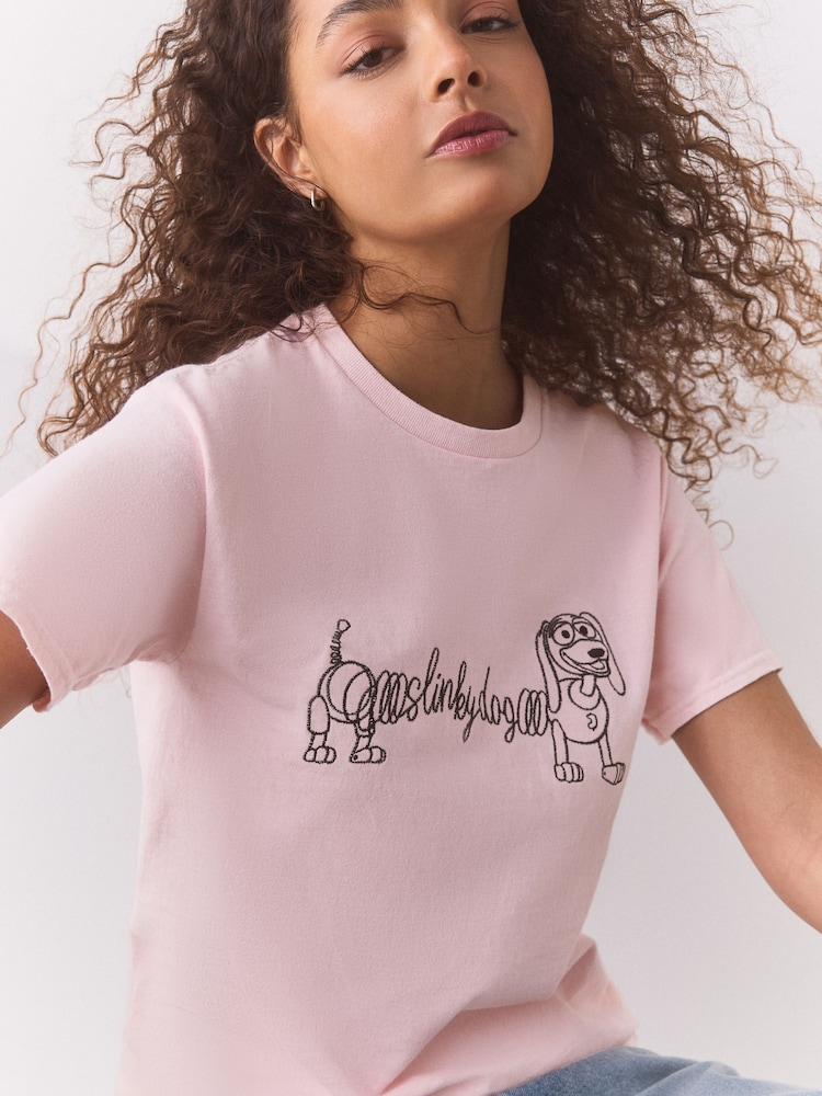Pink Toy Story Slinky Graphic Crew Neck T-Shirt - Image 1 of 3