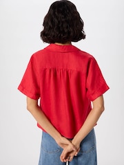 Whistles Red Gathered Linen Shirt - Image 4 of 4