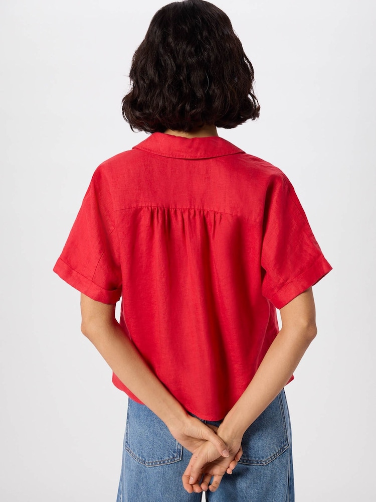 Whistles Red Gathered Linen Shirt - Image 4 of 4 Whistles Red Gathered Linen Shirt - Image 4 of 4