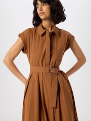 Whistles Brown Cotton Broderie Shirt Dress - Image 3 of 5