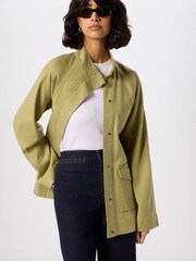 Whistles Green Belted Cotton Safari Jacket - Image 3 of 5