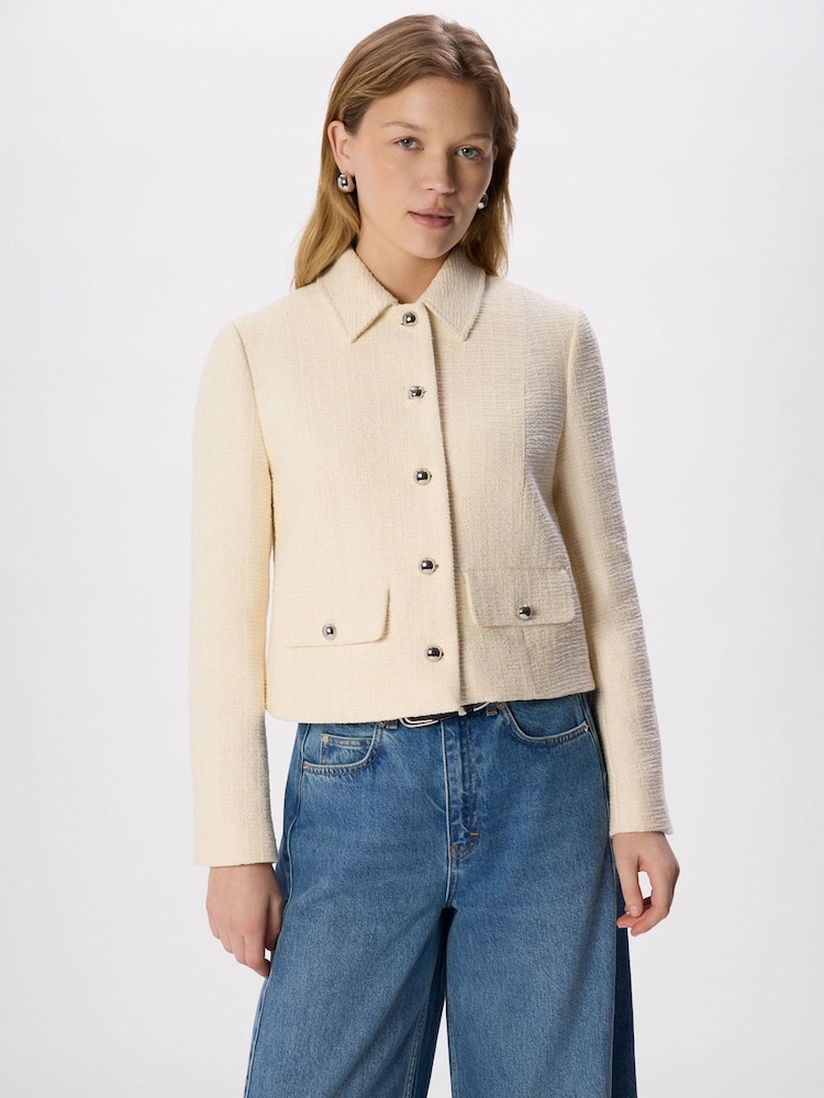 Whistles White Cropped Boucle Jacket - Image 1 of 5
