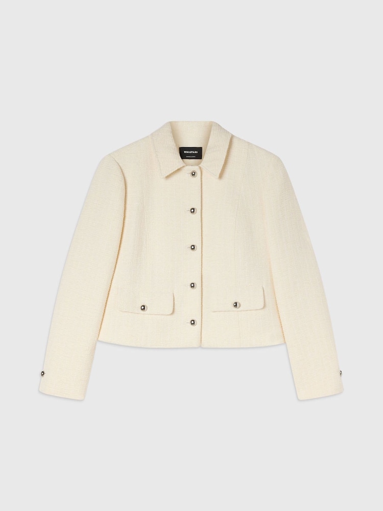 Whistles White Cropped Boucle Jacket - Image 5 of 5