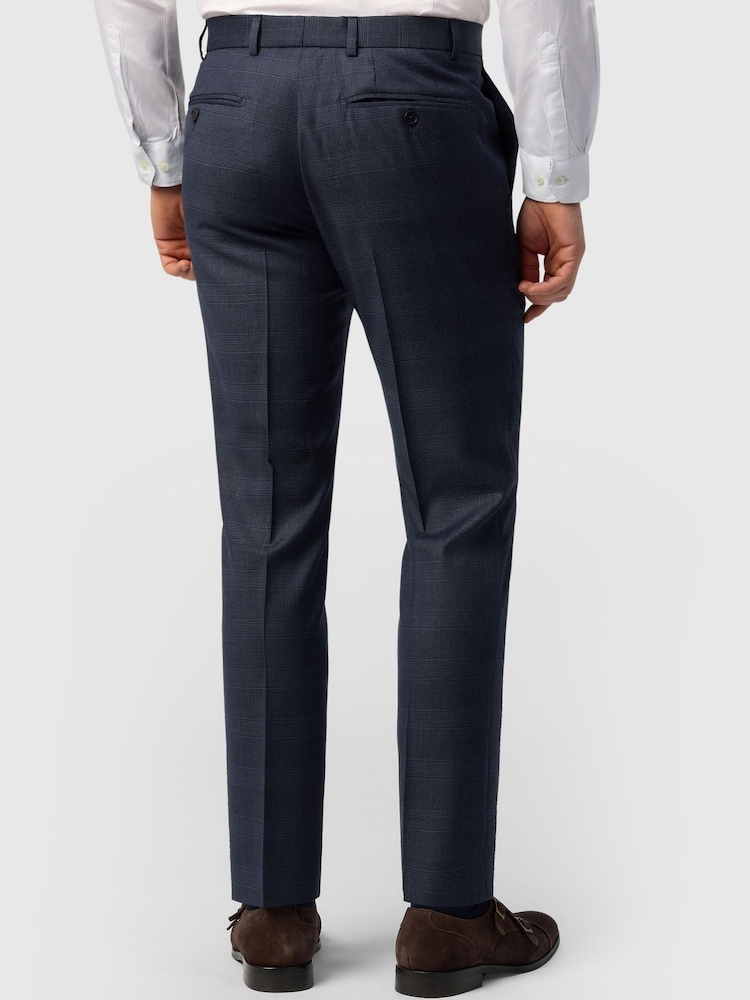 Ted Baker Tailoring Blue Textured Check Trousers - Image 2 of 3