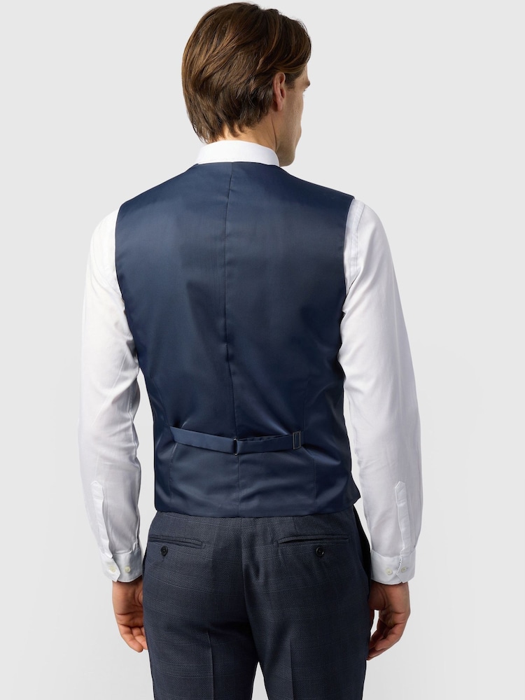 Ted Baker Tailoring Blue Textured Check Waistcoat - Image 2 of 3