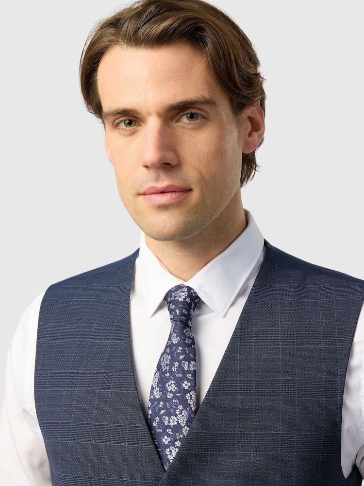 Ted Baker Tailoring Blue Textured Check Waistcoat - Image 3 of 3