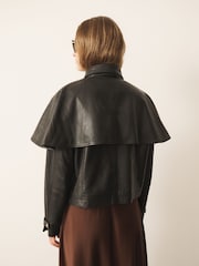 CERENE Wilma Black Real Leather Short Trench Jacket - Image 4 of 13