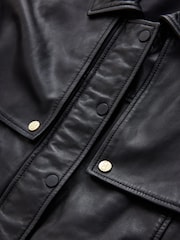 CERENE Wilma Black Real Leather Short Trench Jacket - Image 9 of 13