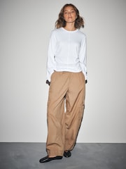 白／灰 - Black Cinch Waist Long Sleeve Tops 2 Pack - 圖片 3，共 10