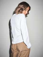 白／灰 - Black Cinch Waist Long Sleeve Tops 2 Pack - 圖片 5，共 10