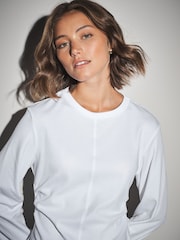 白／灰 - Black Cinch Waist Long Sleeve Tops 2 Pack - 圖片 6，共 10