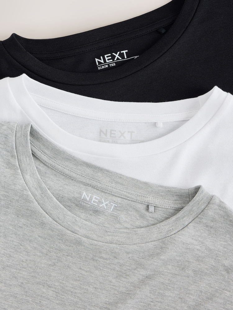 White/Black/Grey Long Sleeve Boxy T-Shirts 3 Pack - Image 11 of 11